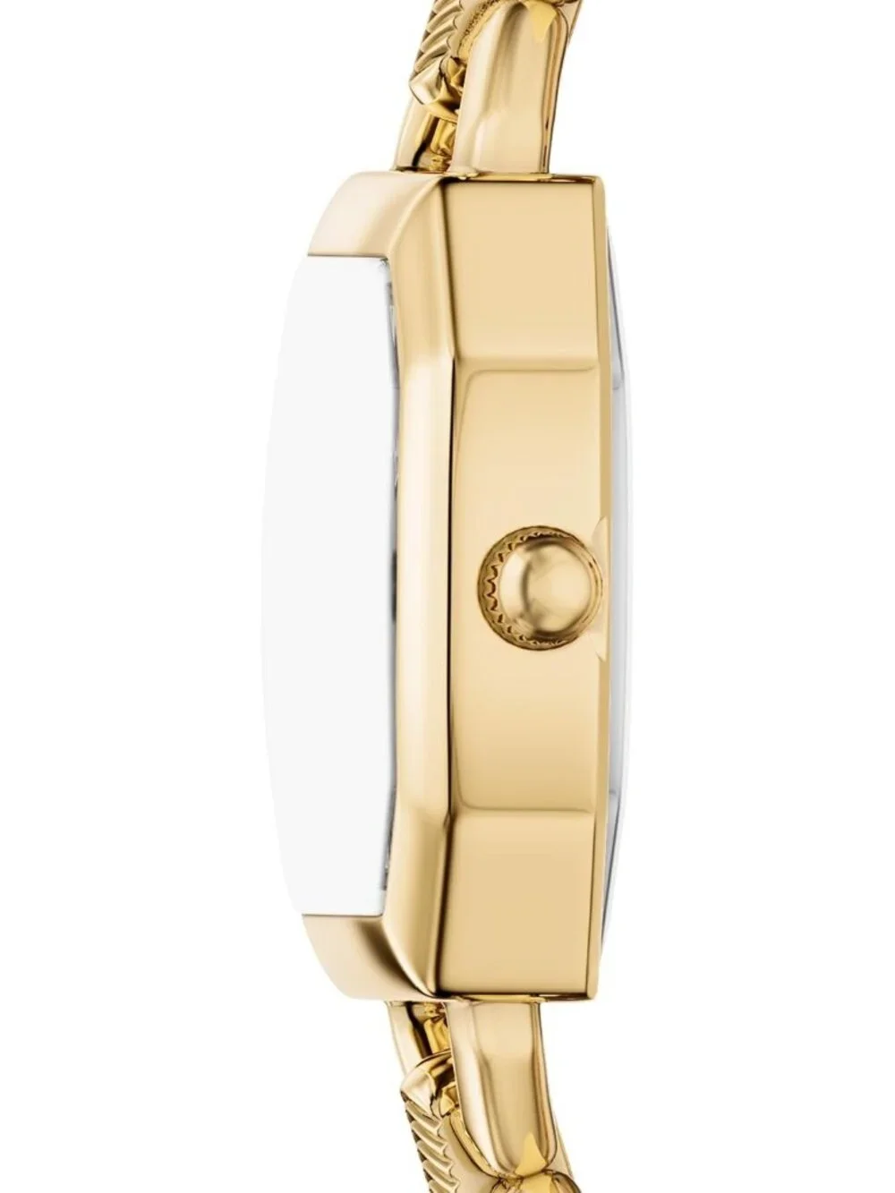 Women's Gold-Tone Stainless Steel Three-Hand Brown Leather Octagonal case Watch